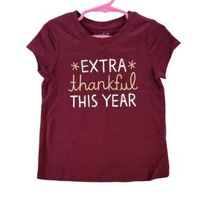 Cat & Jack Toddler "Extra Thankful" Short Sleeve Graphic T-Shirt Sz 4T